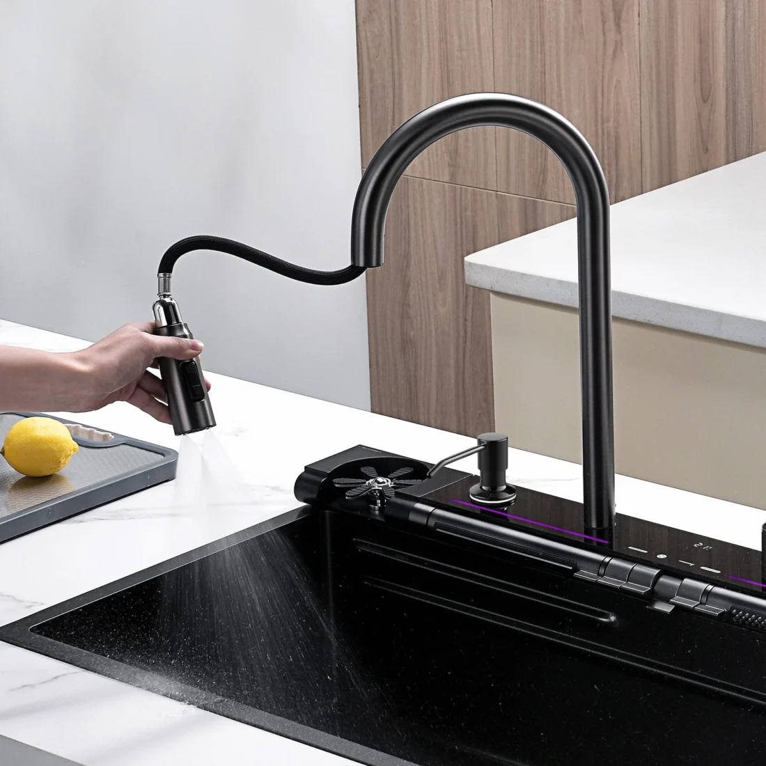 Интелигентна Кухненска Мивка Platinum с Регулиращи Водопадни Системи, Нано Покритие и Функция 12 в 1 – снимка 9