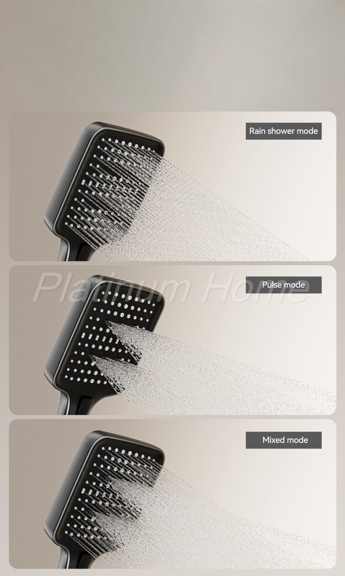 Platinum Premium Черна Tермостатна душ система с дисплей темпераура и LED подсветка с четири режима на работа и подсилено тяло. – снимка 7