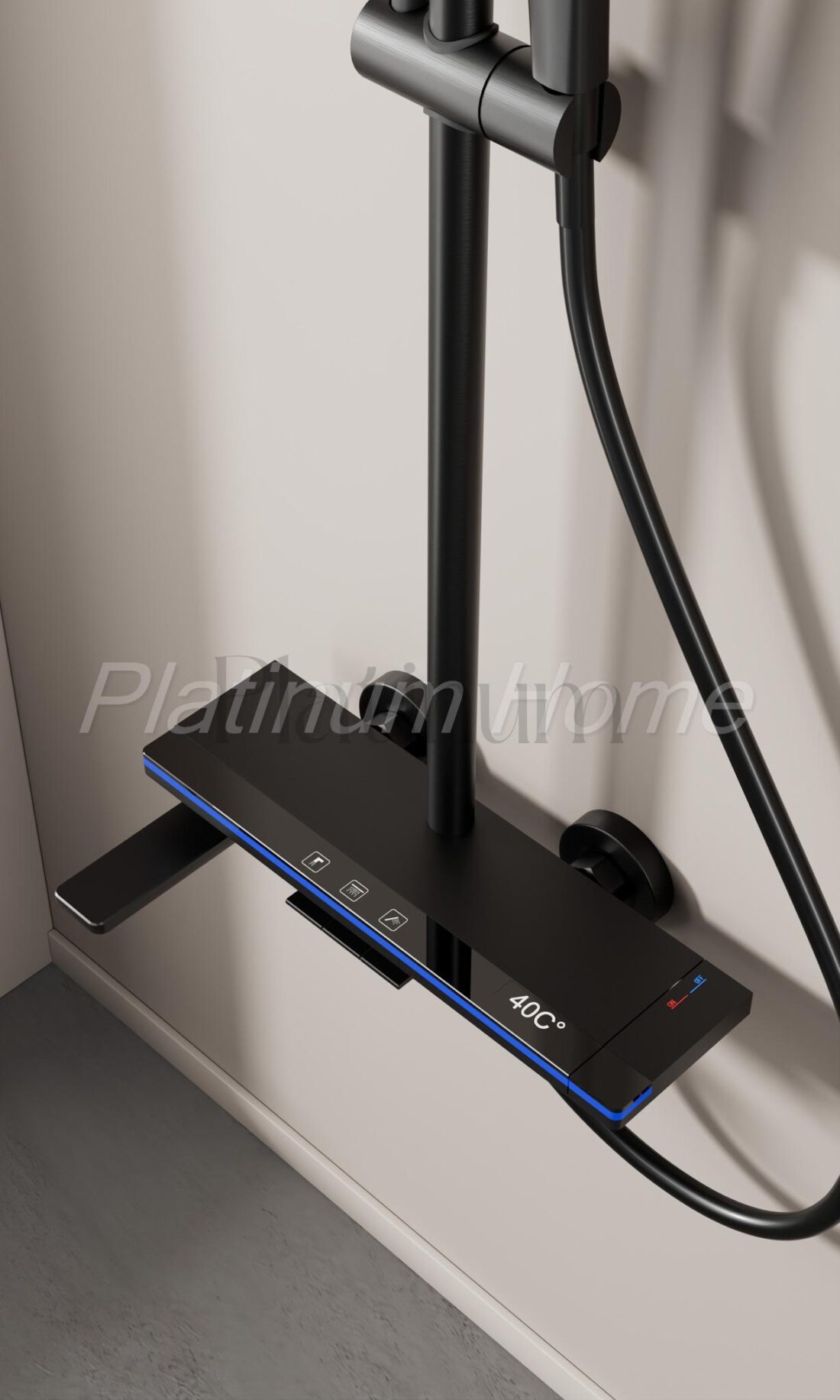 Platinum Term Черна Душ система с термостат и четири режима на водата, LED подсветка и температурен датчик