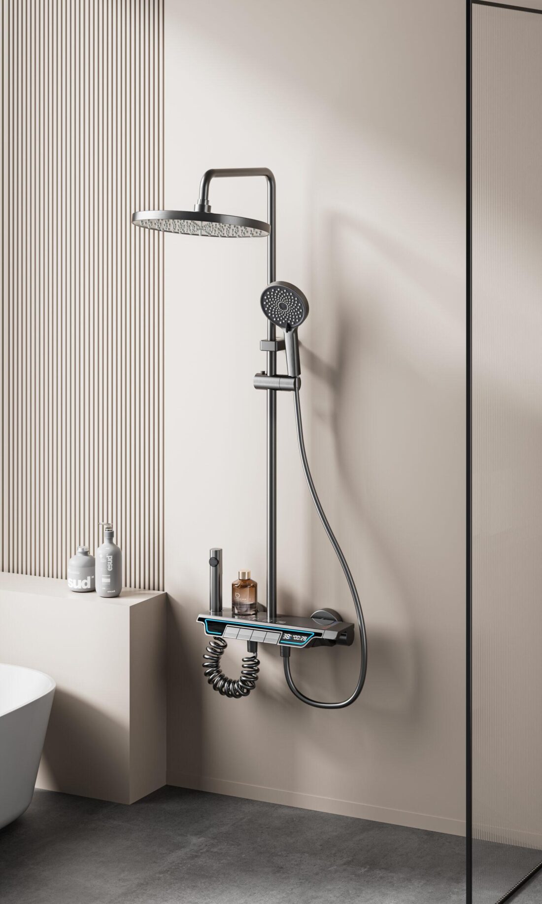 Platinum Glow Термостатна Душ система с четири режима на водата и пиано бутони и ЛЕД подсветка с температурен датчик – снимка 12