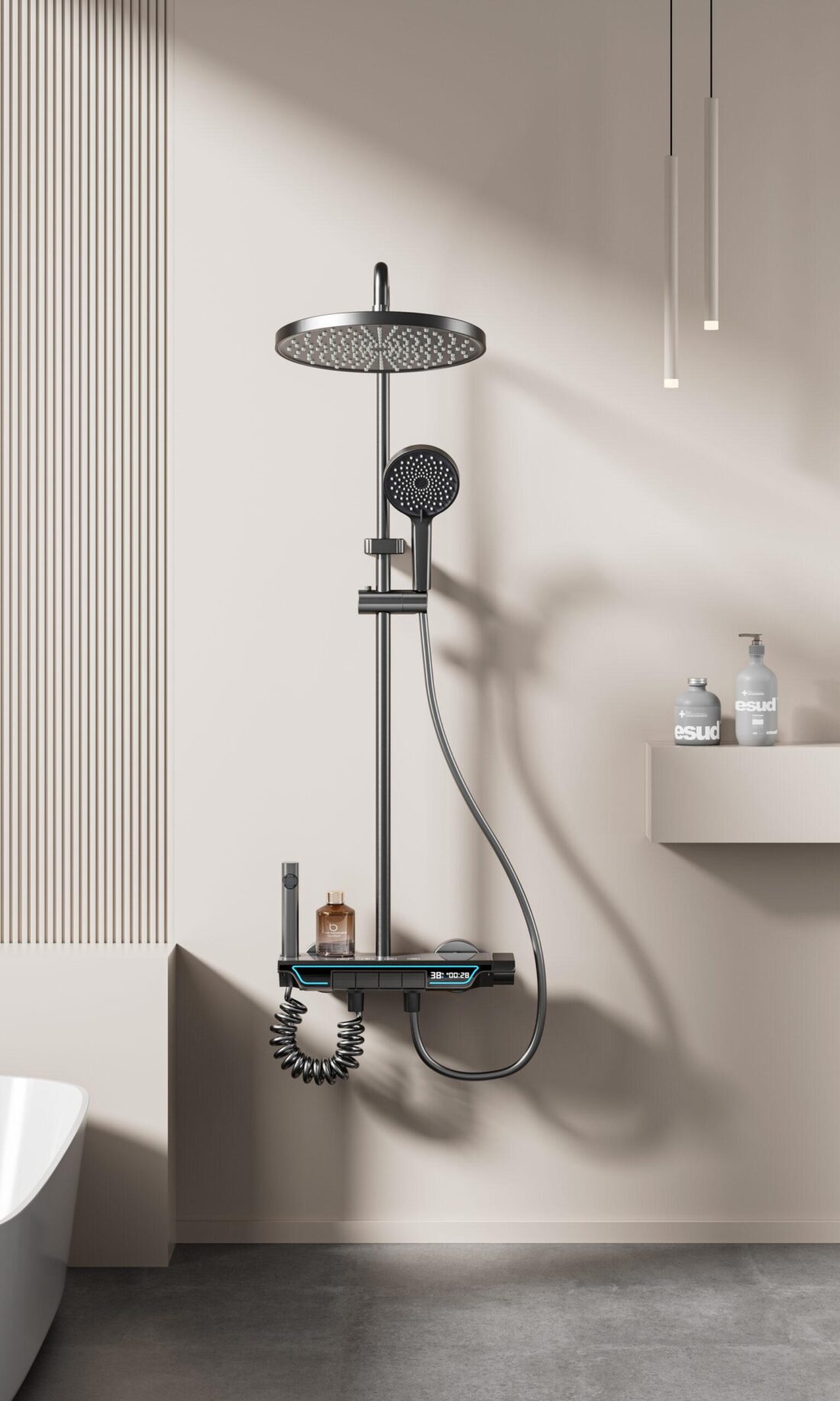 Platinum Glow Термостатна Душ система с четири режима на водата и пиано бутони и ЛЕД подсветка с температурен датчик – снимка 8